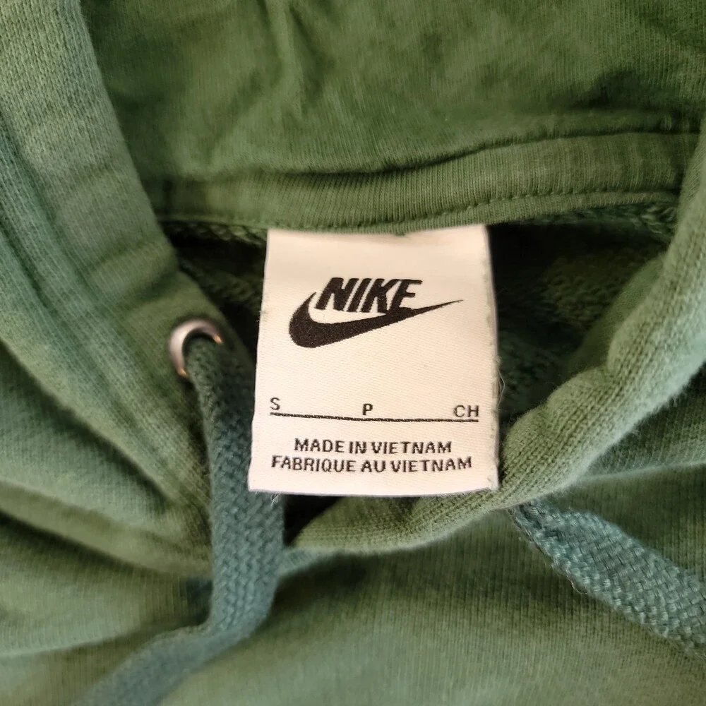 Nike Hoodie Mens Small Green Black Club Fleece Pullover Swoosh Sweatshirt